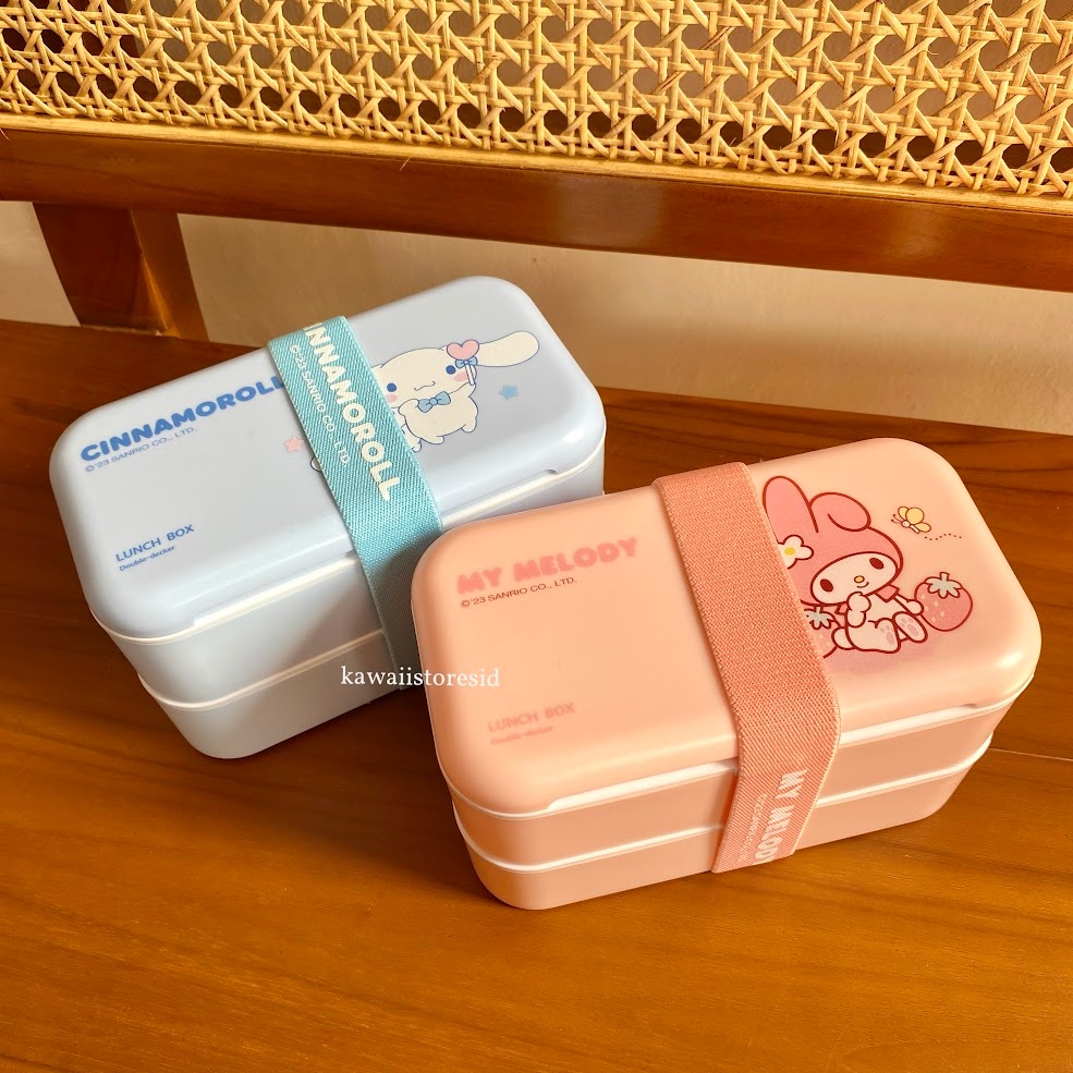 Kotak Makan Susun Lunch Box Belt Sendok Sumpit Karakter Sanrio Cinnamorol Melody Hello Kitty Unik Lu
