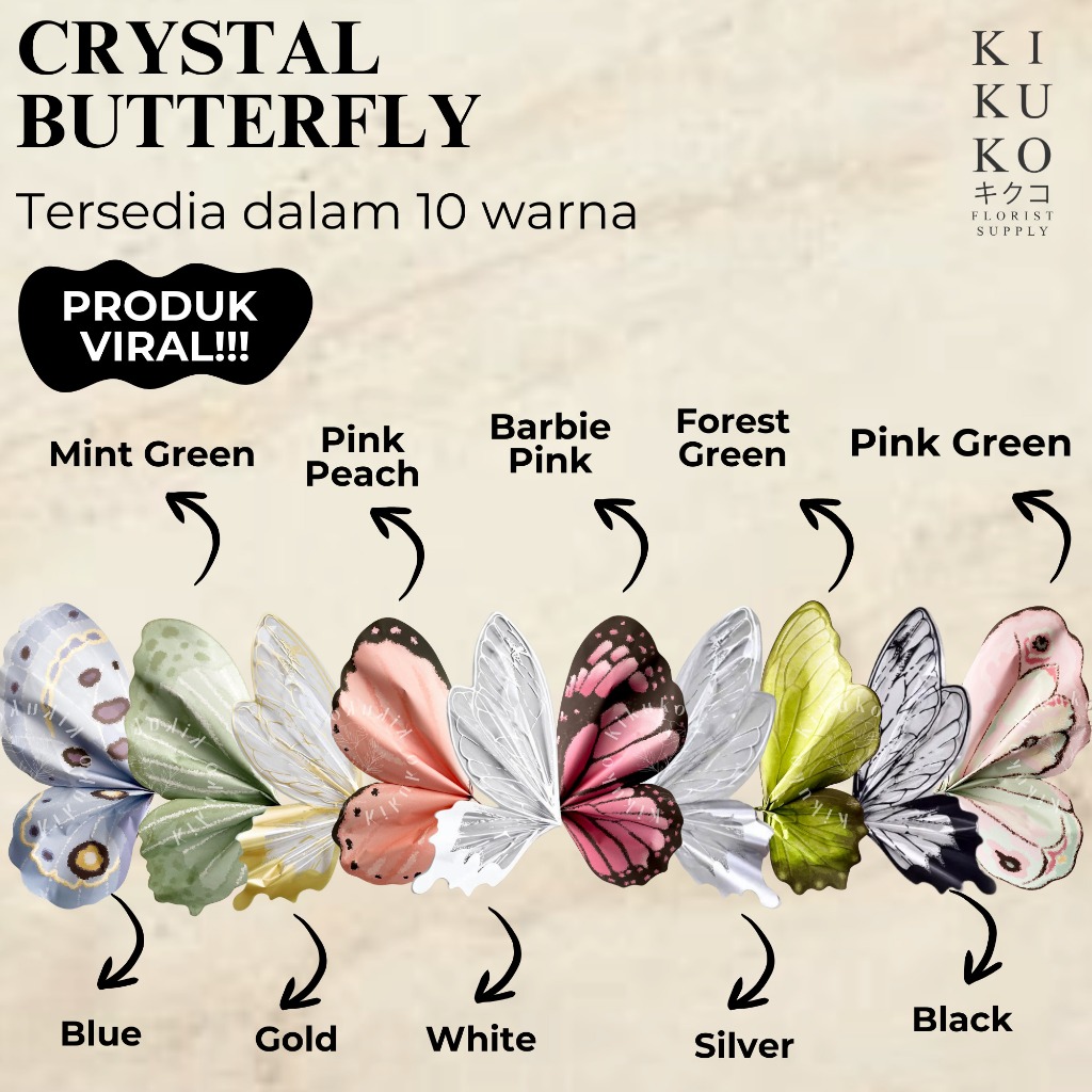 

D3v!! Cyrstal Butterfly OPP Wrapping - Isi 20 & Isi 10 - Kertas Bunga