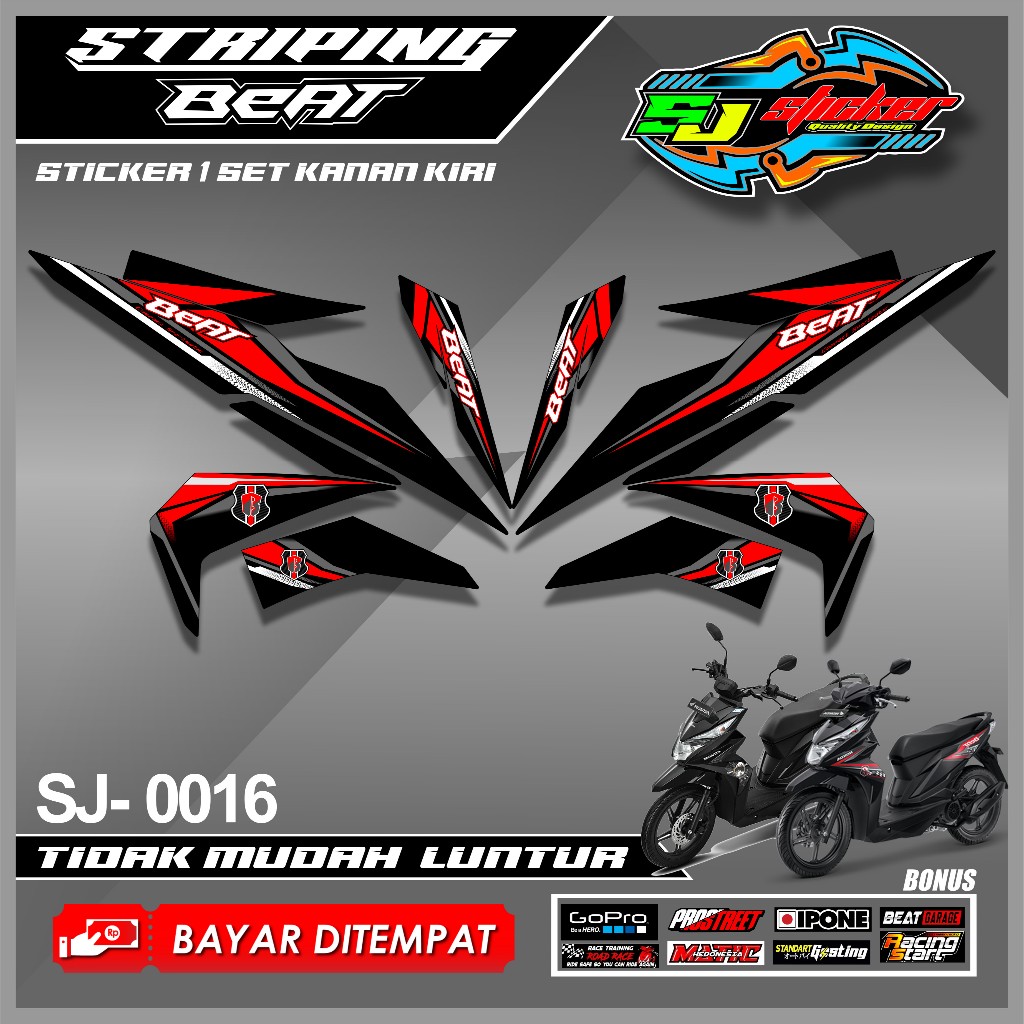 0016 STRIPING HONDA BEAT FI,ESP/STREET 2016-2019 SIMPLE DESIGN