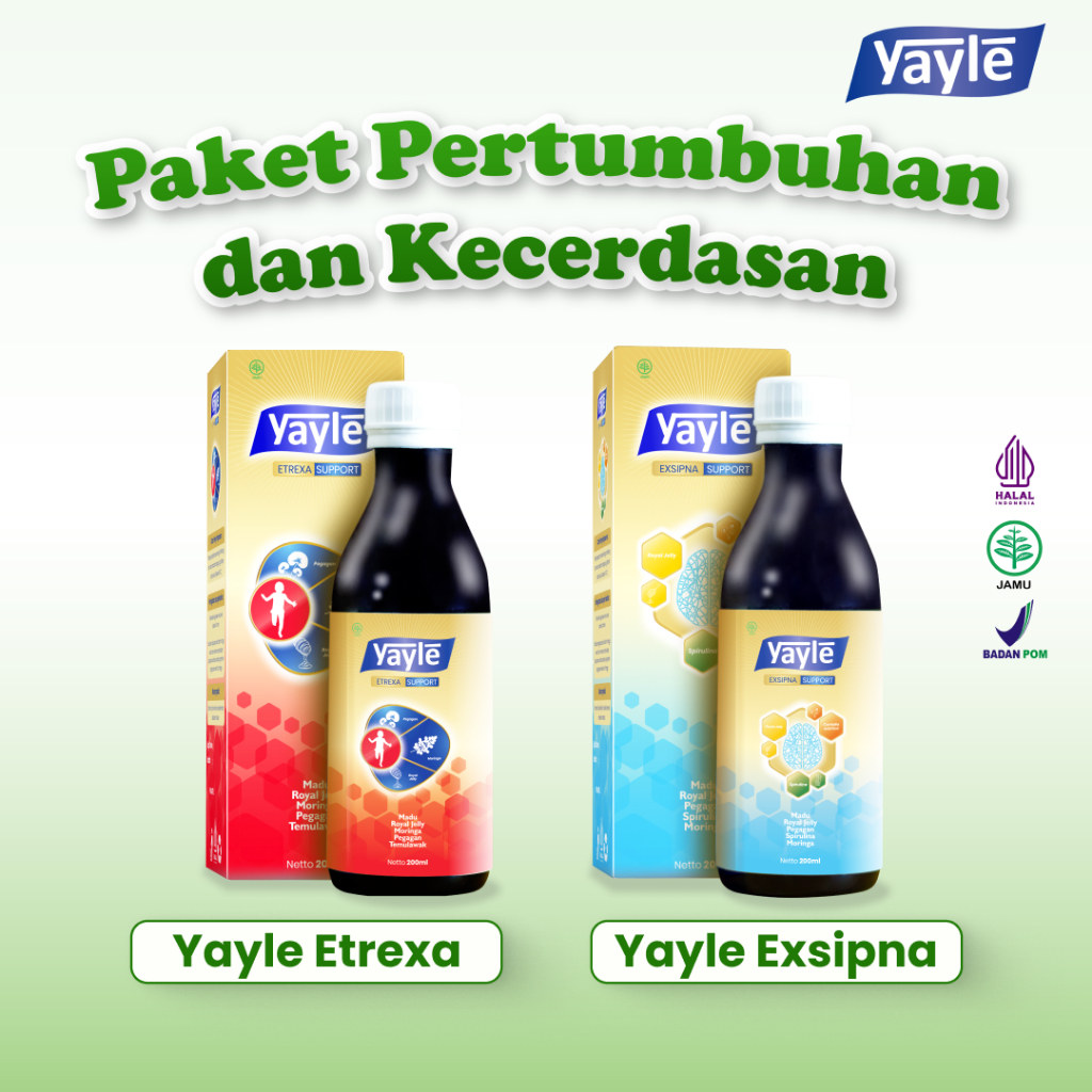 PAKET 2 BOTOL YAYLE Extrexa + YAYLE Exsypna - Vitamin Bantu Optimalkan Pertumbuhan & Kecerdasan Anak