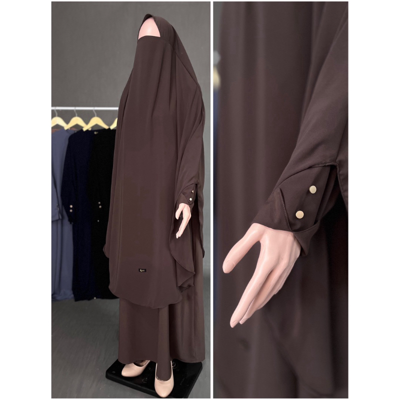 French khimar instan Oval Abaya Set French khimar Gamis set khimar | gamis hitam | abaya hitam mewah