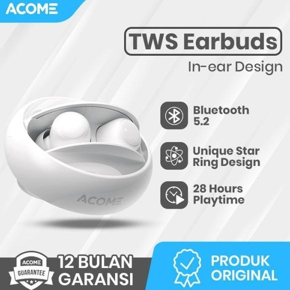 Acome T7 Headset Earphone Bluetooth 5.2 TWS Star-Ring Design Garansi 1 Tahun