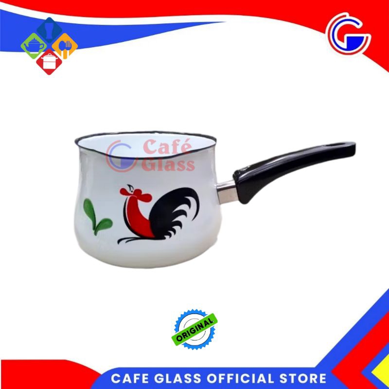 PANCI SUSU ANTI LENGKET ENAMEL 12CM | KUKURUYUK SET | SAUCEPAN  KUAH MILK | KEDAUNG