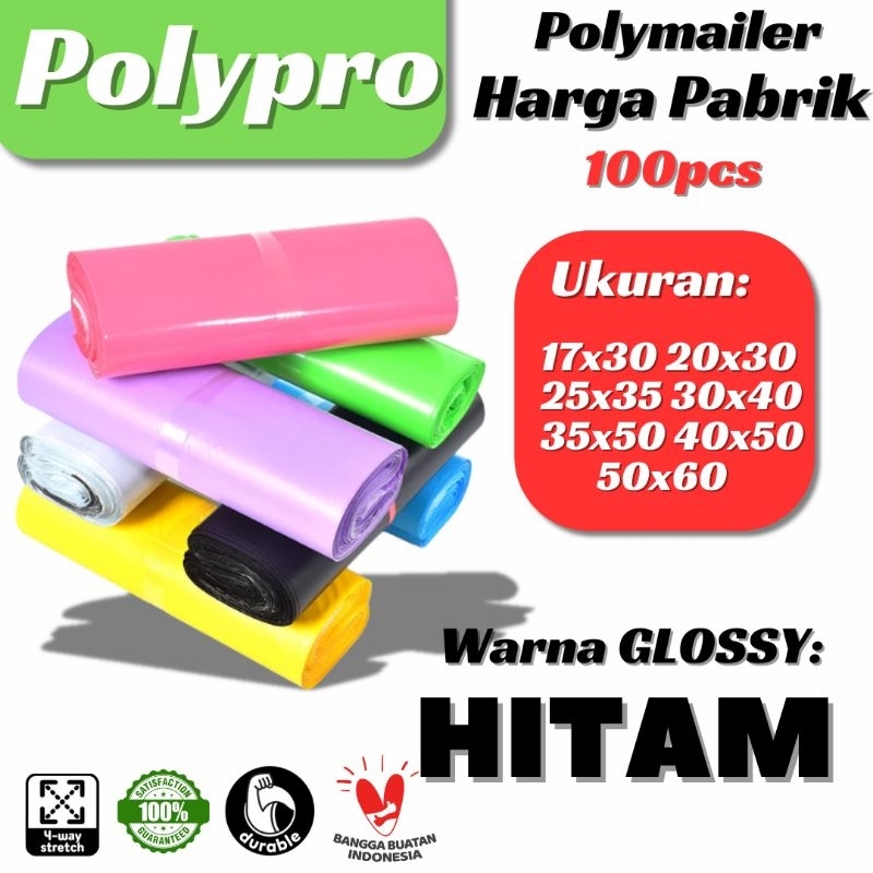 

Plastik Packing Hitam /Polymailer Warna HDPE Matte / LDPE Glossy ( Isi 100Pcs)