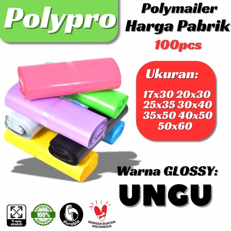 

Plastik Packing Ungu Glossy / Polymailer Warna LDPE Glossy ( Isi 100Pcs)