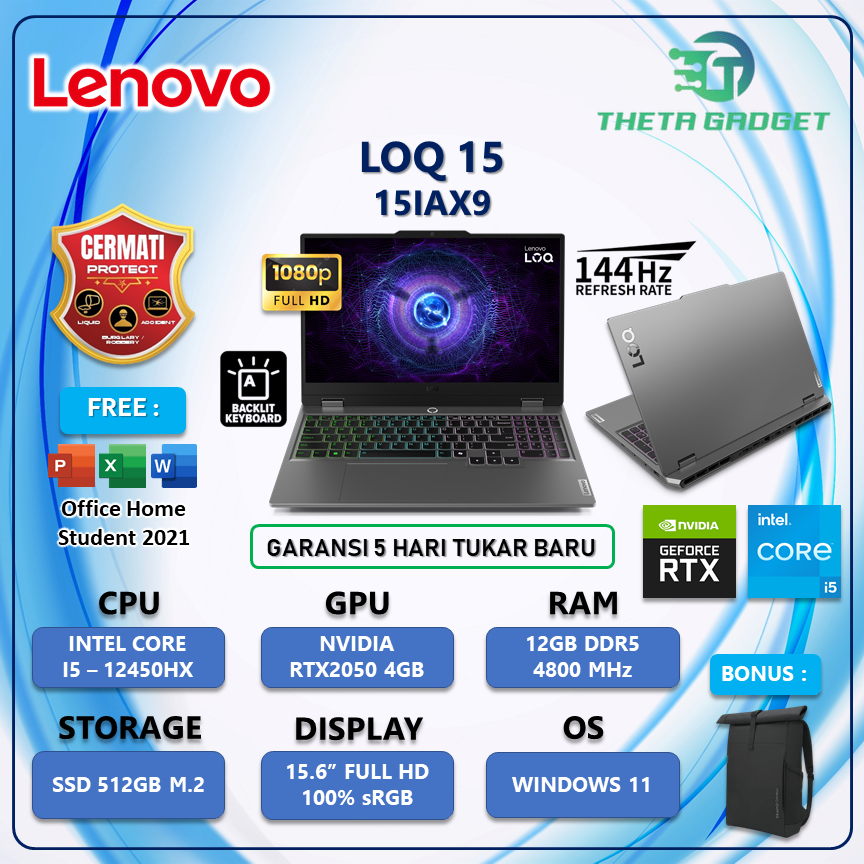 Lenovo Rtx2050 4Gb i5 - 12450HX Rtx2050 4Gb/ 20Gb 1Tb 15.6" Full HD 144Hz Win11+OHS - LOQ 15IAX9