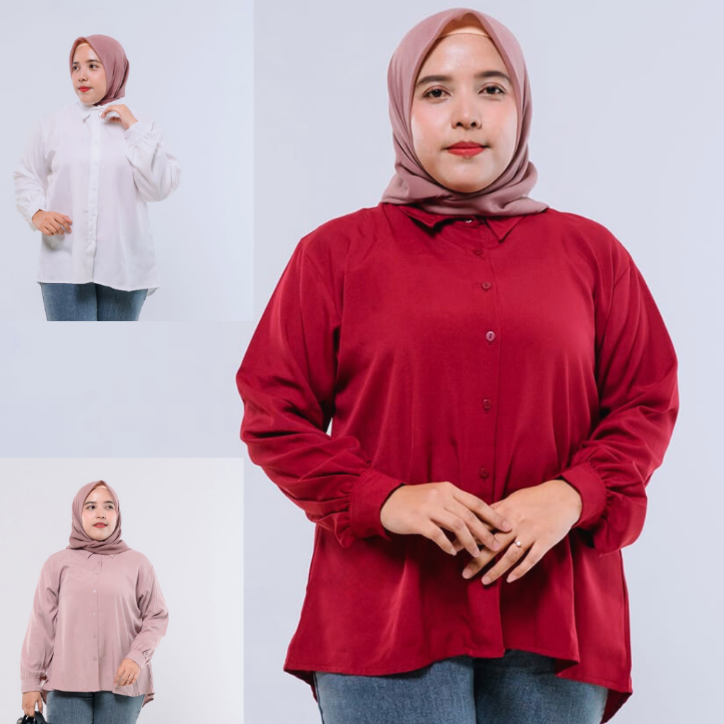 Kemeja Blouse Atasan Wanita Premium LD 120 130 Jumbo Kekinian