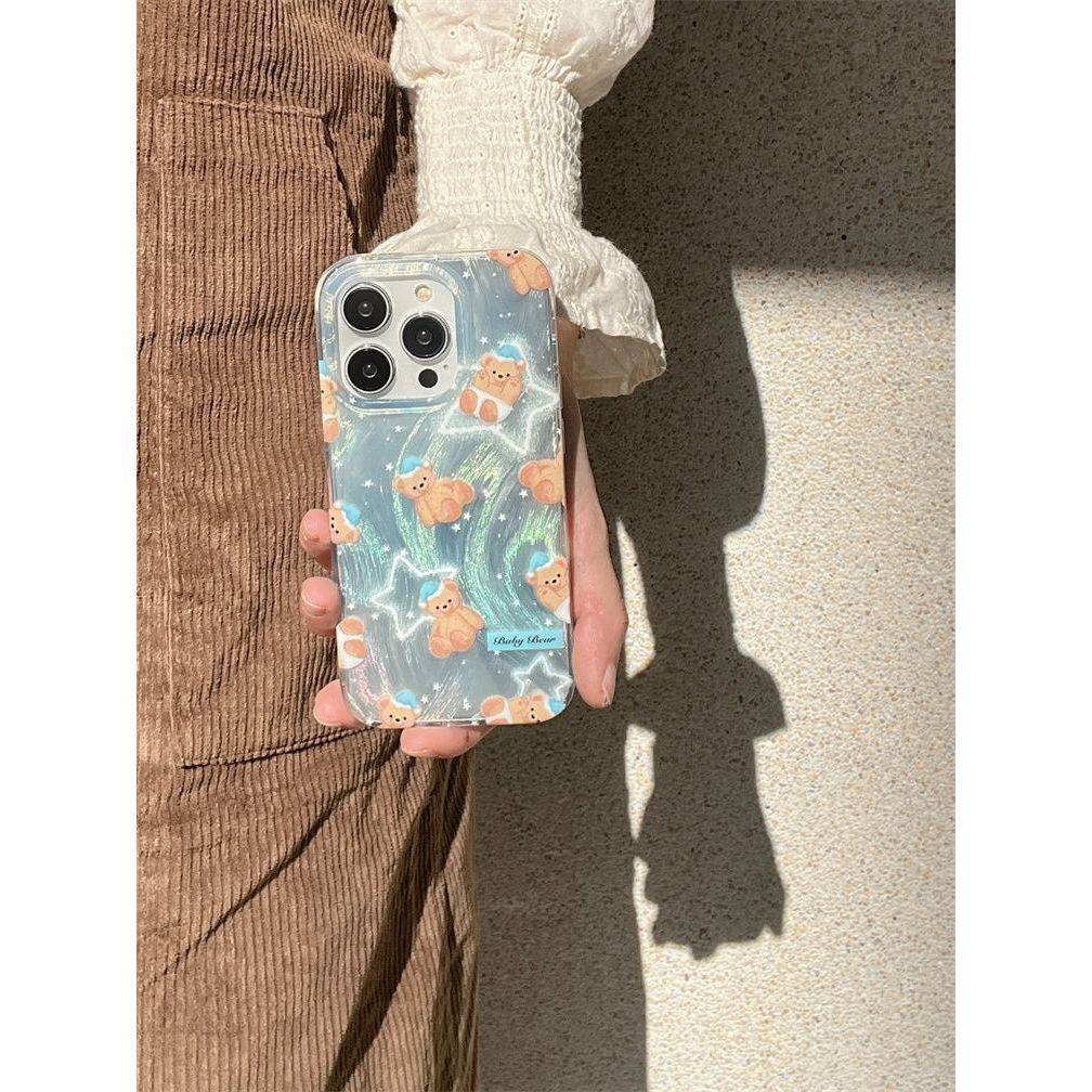 Techarmor Case Iphone Bear Biru Clear Soft Case 11 12 13 14 15 Pro & Pro Max