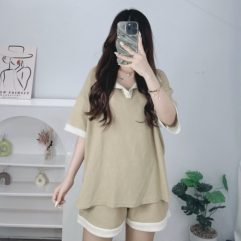 One Set Waffle | Setelan Waffle Jumbo | Setelan Wanita