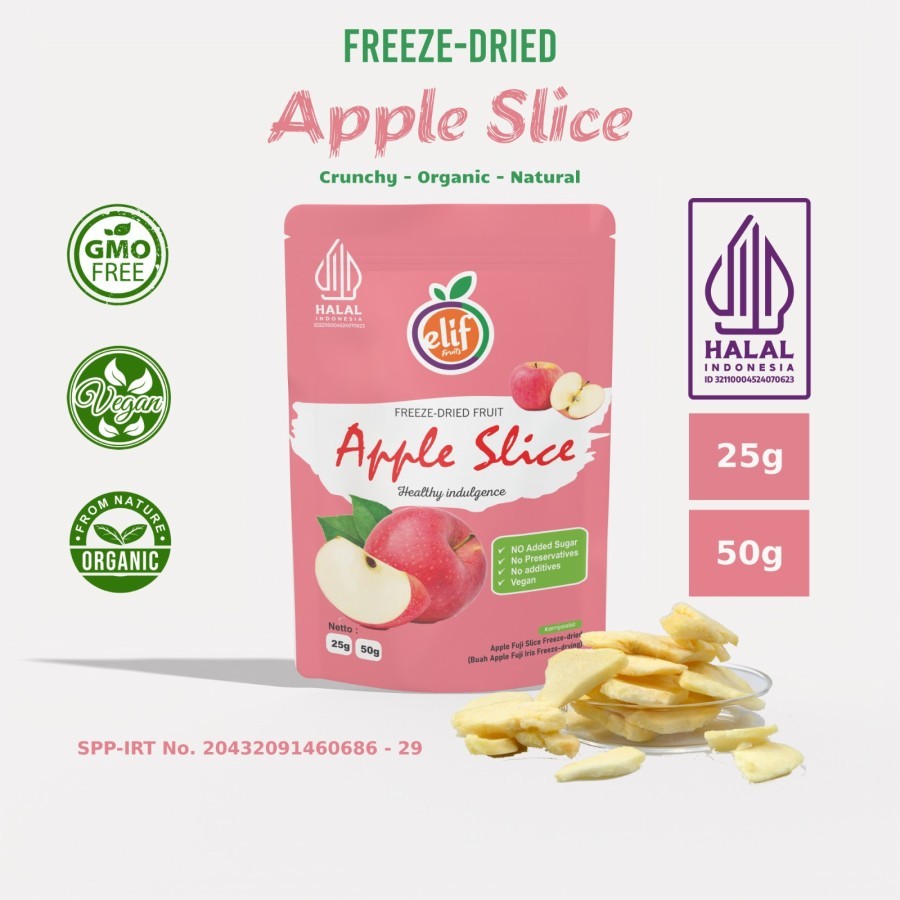

Dried Freeze Apple Fruit Buah Apel Kering Freeze Dried Apel - 25 gram