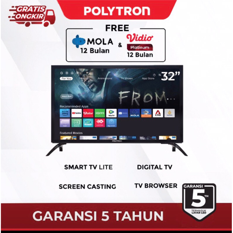 POLYTRON SMART TV 32 " Digital TV Bisa Youtube Connect Wifi