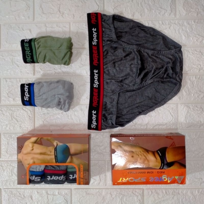 [3pcs] Celana Dalam Agree Sport art.2311 M L XL XXL 3L | CD Laki Laki Agree Sport Karet Boxer | Paka