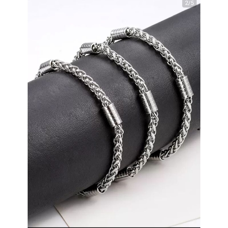 Gelang titanium elegan simpel unik pria wanita anti karat terbaru