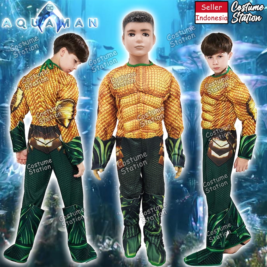 Kostum Aquaman / Costume Superhero DC Justice League anak
