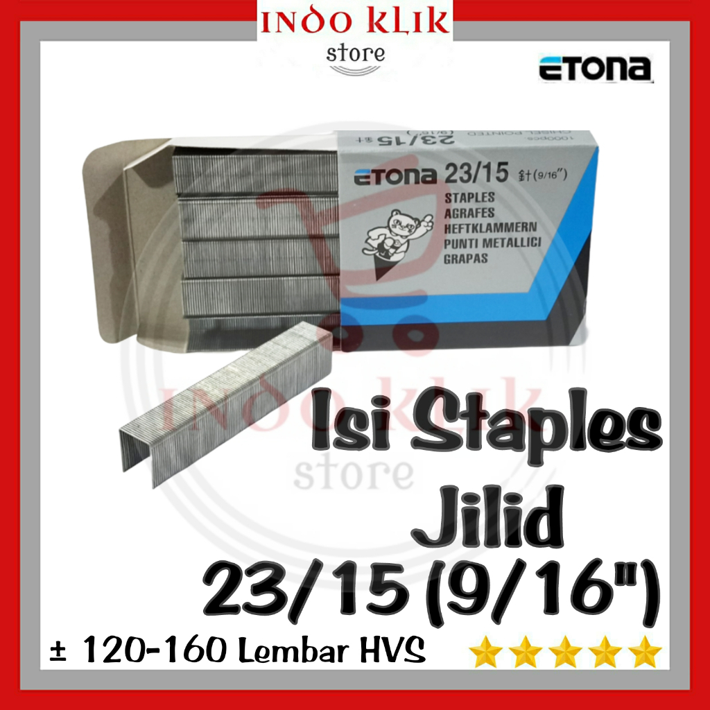 

Isi Staples Jilid Etona 23/15 (9/16") / Refill Strapler 23 / 15 / 120 Lembar