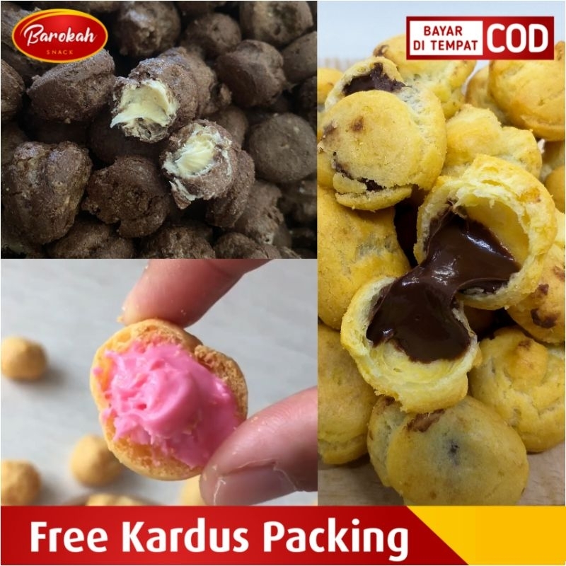 

Kue Soes Isi Rasa Coklat Strawberry Vanilla Mix Campur Sus Lumer Kiloan