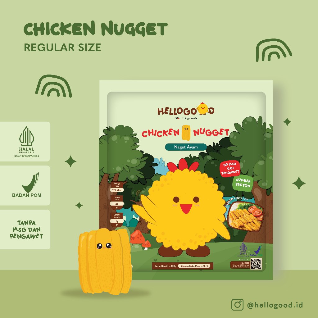

HELLOGOOD Chicken Nugget - REGULER - Frozen Food No MSG, Izin Edar BPOM