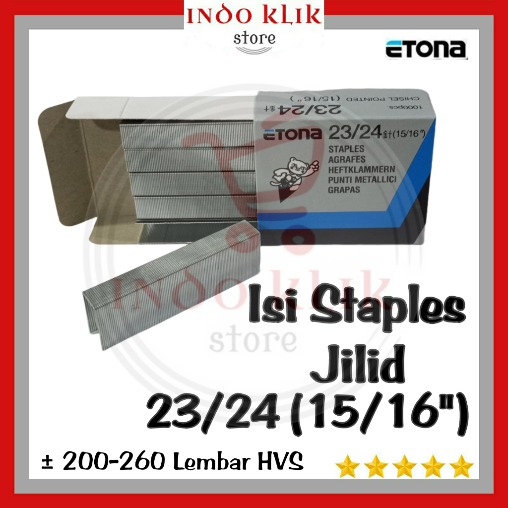 

Isi Staples Jilid Etona 23/24 (5/16") / Refill Strapler 23 / 24 / 200 Lembar