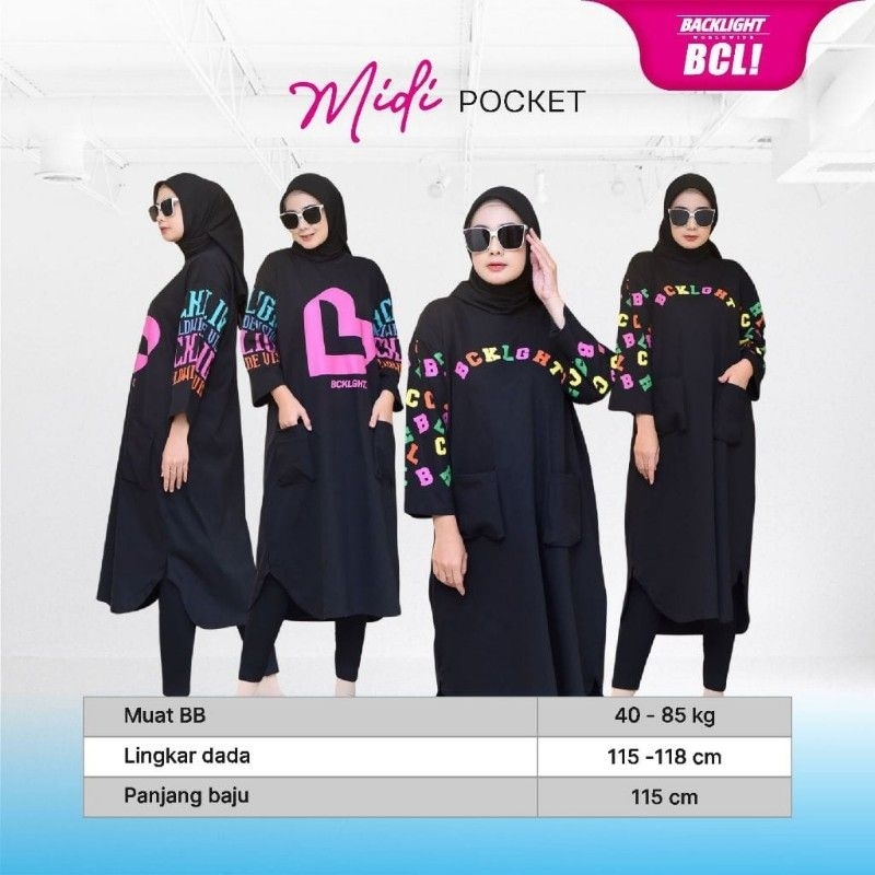 MIDI KAOS LONG TUNIK WARNA HITAM BCL OUTFIT