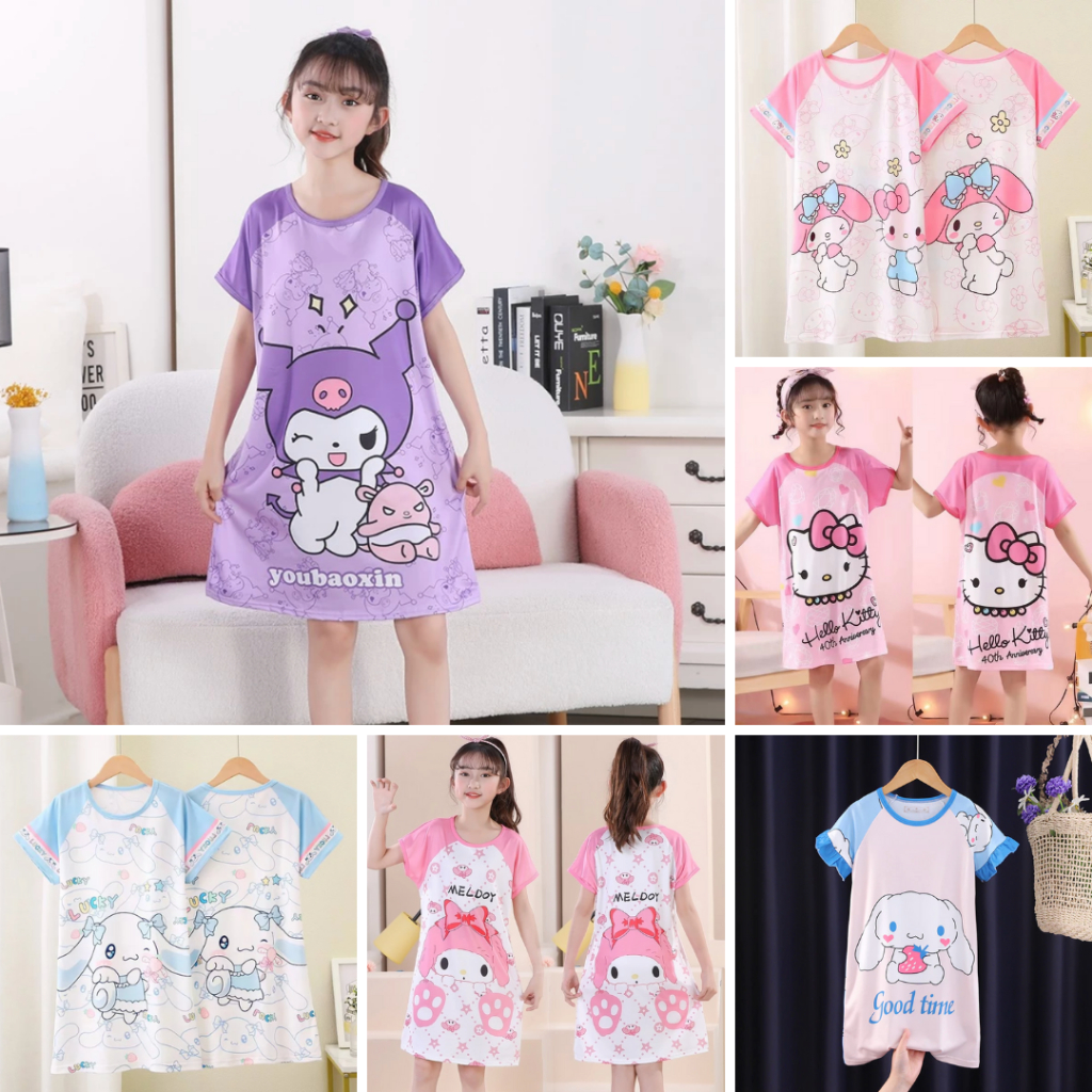 (PART 15) Daster Anak Perempuan | Baju Tidur Anak  | Lengan & Rok Pendek