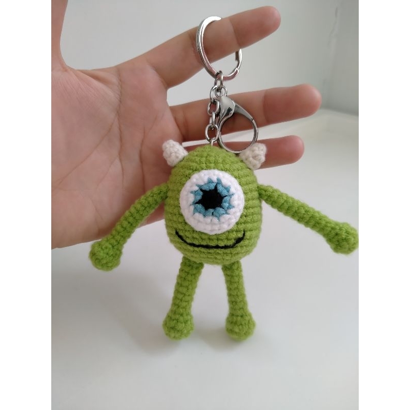 HANDMADE  AMIGURUMI KEYCHAIN MIKE WAZOWSKI-GANTUNGAN KUNCI MIKE WAZOWSKI RAJUT CROCHET MONSTER