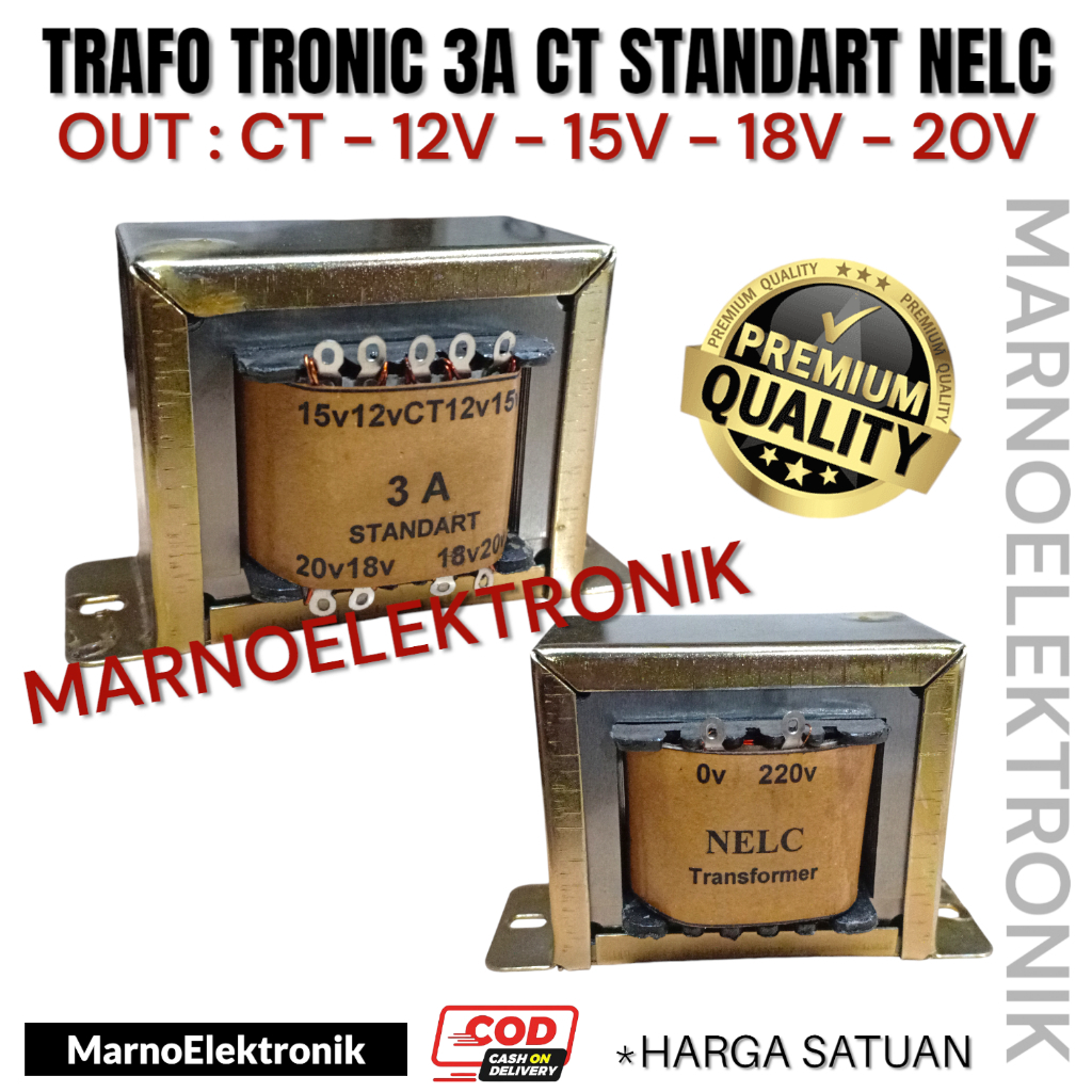 TRAFO TRAVO TRONIC 3A 3 AMPER STANDAR CT NELC 12V  15V 18V 20V TRAFO TRAPO ORIGINAL