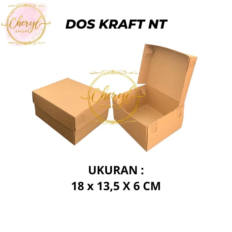 

(10 PCS) DOS / DUS KRAFT NT Kardus Box Kotak Nasi / Kue Dus Kraft NT UK 18 x 13,5 X 6 CM / Kardus Box Kotak Hampers