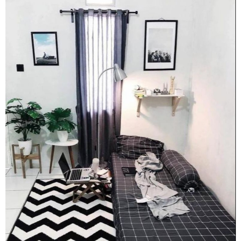 Seprai AESTHETIC Sprei 120x200 (no 3) Kotak Hitam, Kotak Abu, kotak Biru, Emily Khaki