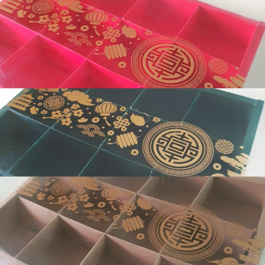 

( 5 pcs ) Kardus Mika Hampers Chinese New Year Kotak Box Imlek Sekat 12 Packaging Eggtart