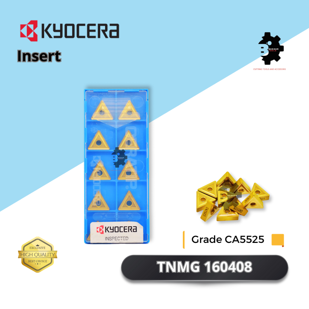 INSERT TNMG 160408 Grade CA5525 - MERK KYOCERA - Insert Pahat Bubut - Pisau Pahat - Baru - Original 