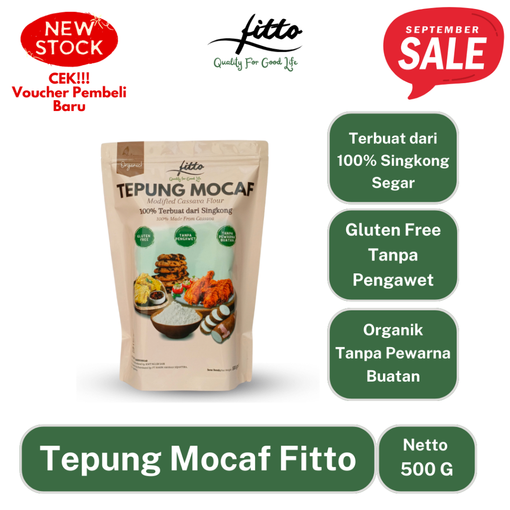 

Tepung Mocaf Fitto - Modified Cassava Flour - Tepung Gluten Free 500 gram - Kemasan VACUUM SEALED