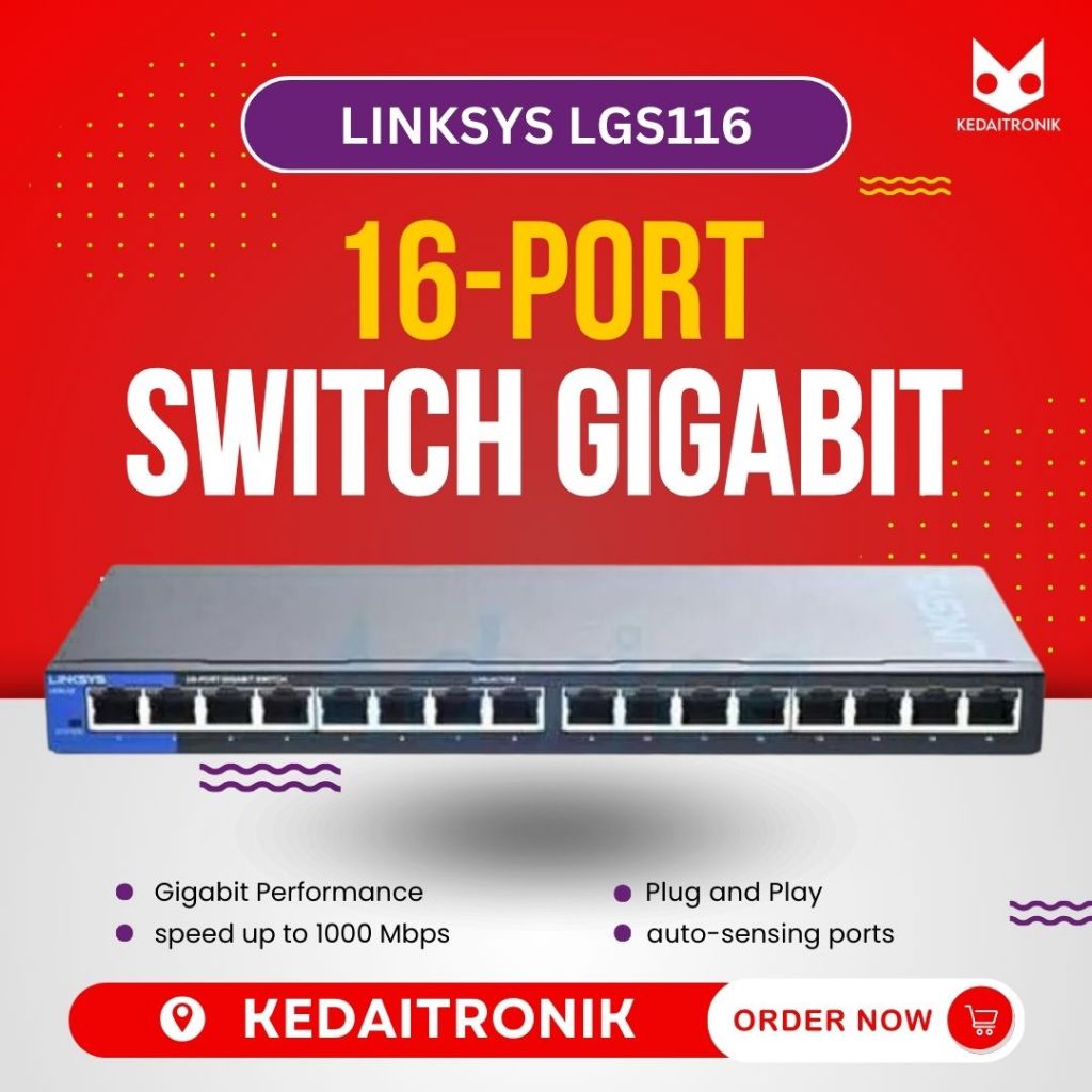 Switch Hub Gigabit LINKSYS LGS-116 Business Desktop LGS 116 16 Port
