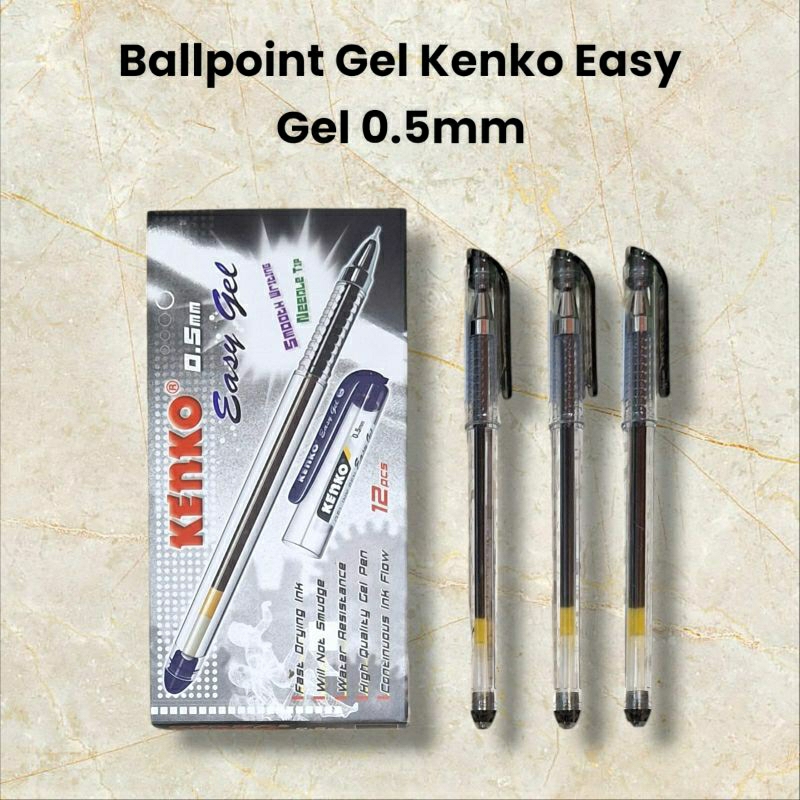 

1 PACK = 12 BIJI Ballpoint Gel Kenko Easy Gel 0.5mm Hitam