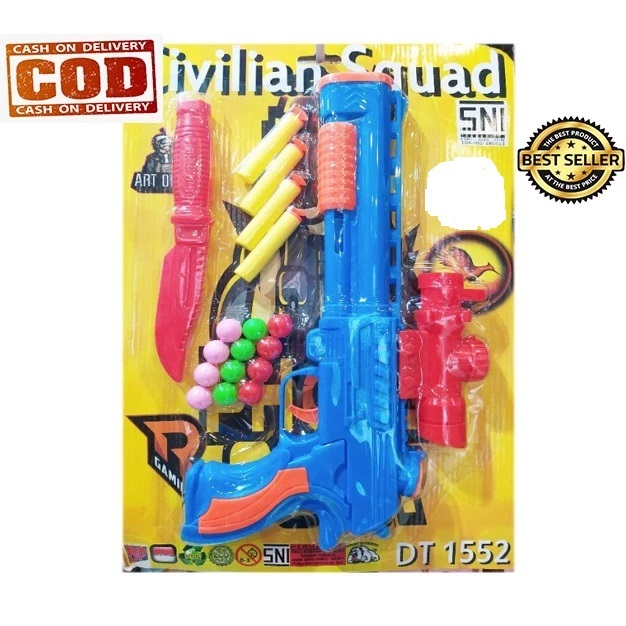 Mainan Anak Pestol Tembak Tembakan DT 1552 - Pestol Shotgun Peluru Busa Civilian Squad