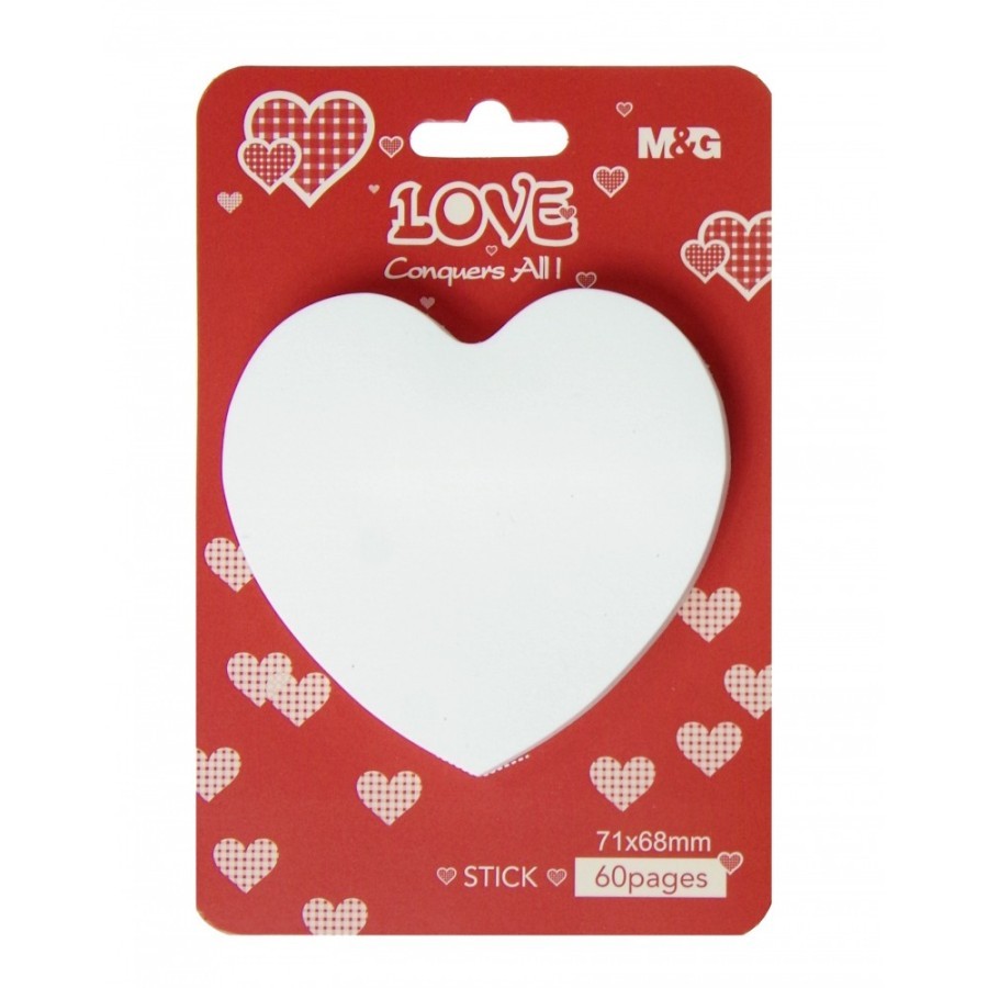 

M&G Heart Shape Sticky Notes 60 sheets 71 x 68mm, Red & White (AS33V174)