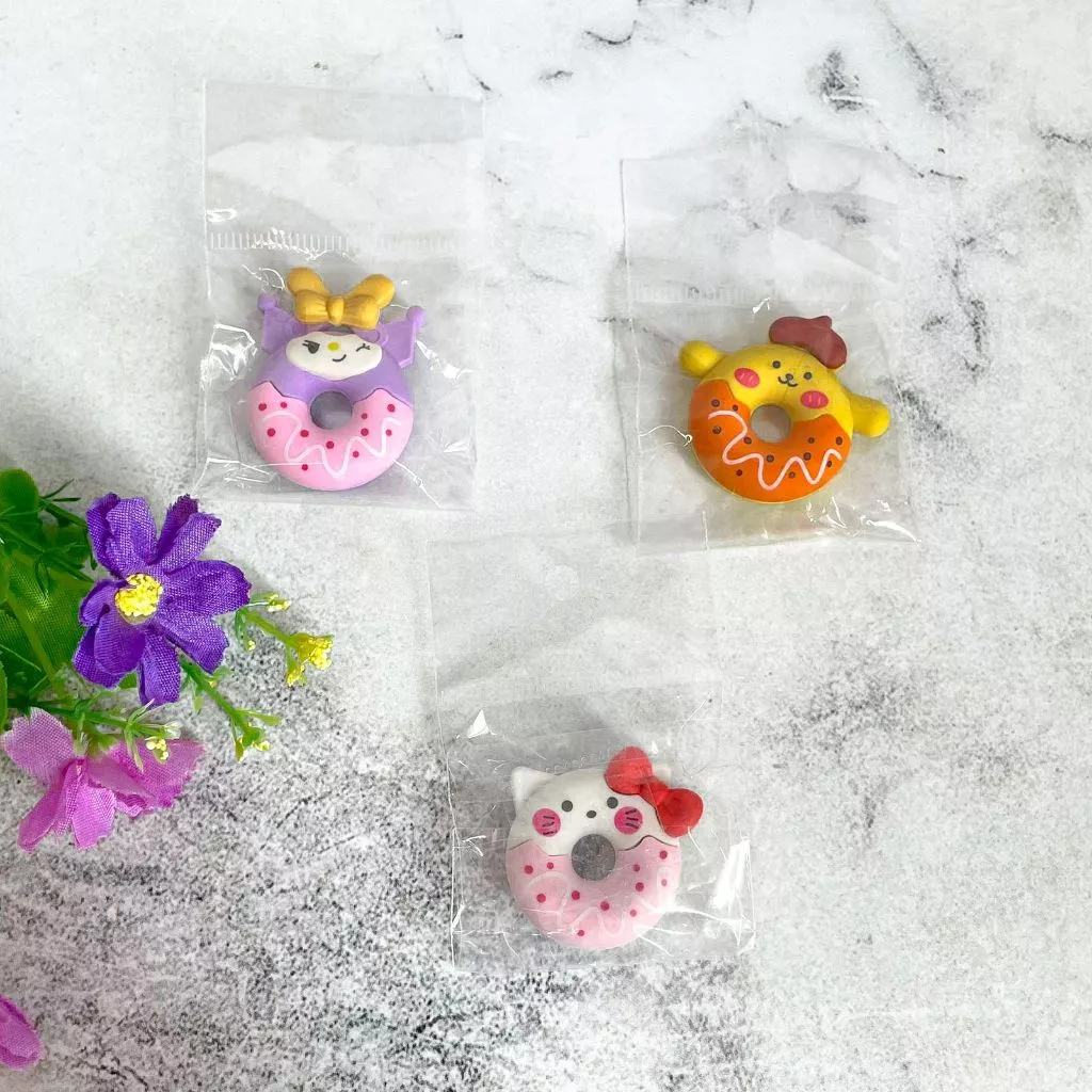 

Penghapus Karet 3D Rubber Eraser Setip Donat Sanrio SanX Cinnamoroll Kuromi Pompompurin Hello Kitty Donut Doughnut Cute Dessert Penghapus ATK Lucu Anak Cute Kado anak sekolah TK SD