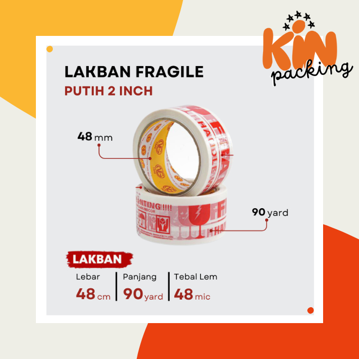 

LAKBAN FRAGILE PUTIH 2 INCH 48 MM x 55 Y KUAT REKAT