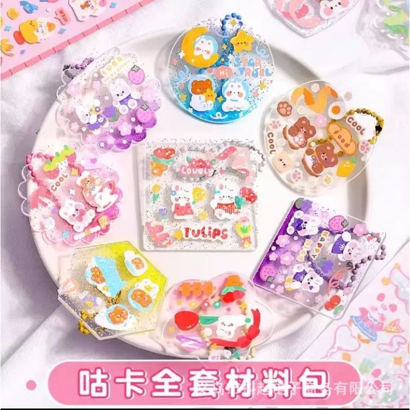 Temukan 5Pcs Gantungan kunci bahan akrilik Akrilik Transparan/Warna-warni Dengan Manik-Manik (Dengan