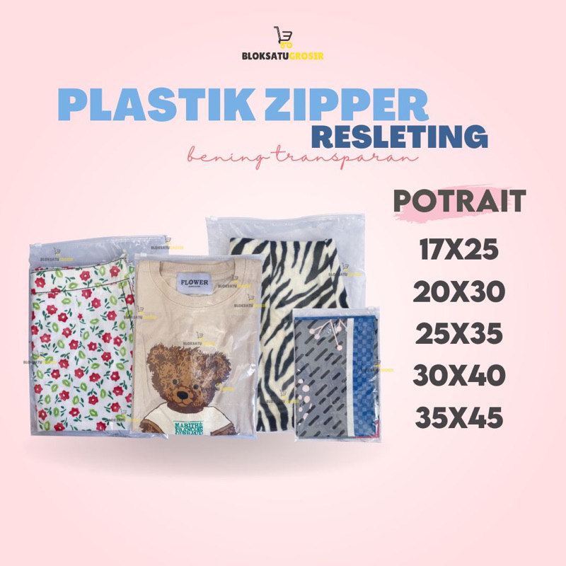 Plastik Zipper Potrait (Lembaran) / Plastik Zipper Bag / Ziplock Zipper Resleting