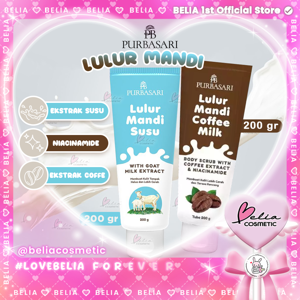 ❤ BELIA ❤  Purbasari Lulur Mandi Susu Kambing & Coffe Milk 200gr | Milk Body Scrub Kopi Lulur Badan