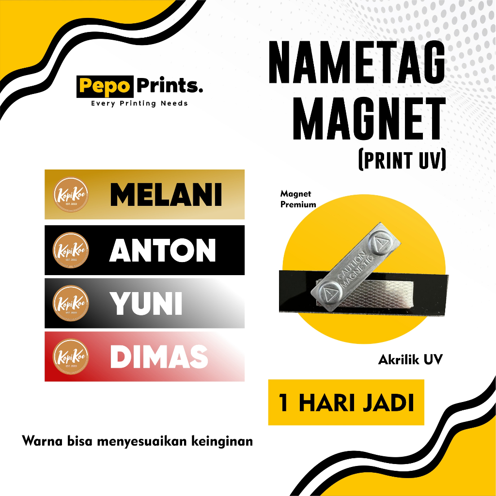 

Name Tag / Nama Dada Magnet Print UV 1 HARI JADI