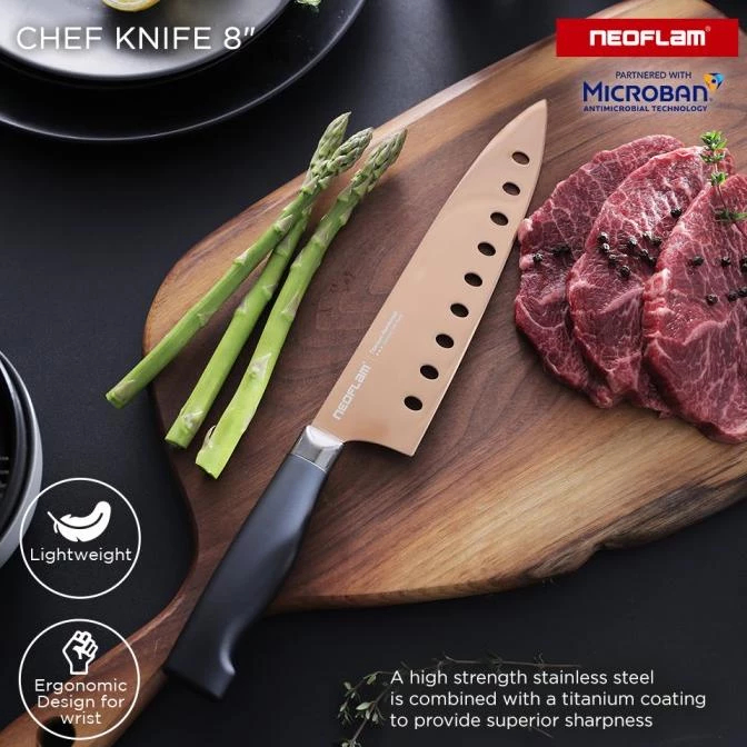 Neoflam Titanium Chef Knife 8" Rose Gold / Pisau Koki