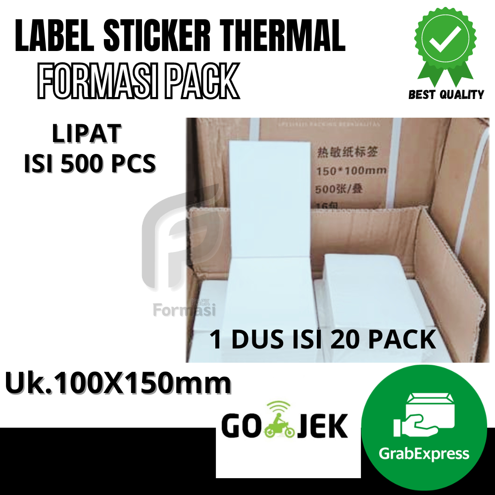 

LABEL BARCODE DIRECT THERMAL 100 X 150 mm 100x150 4x6" isi 500pcs ukuran A6 (1dus isi 20 )