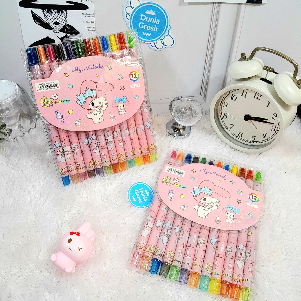 

mg Krayon Twist SANRIO 1 Set isi 12 PCS Cinnamoroll Melody CUTE TERMURAH / Crayon Putar Sanrio IMUT