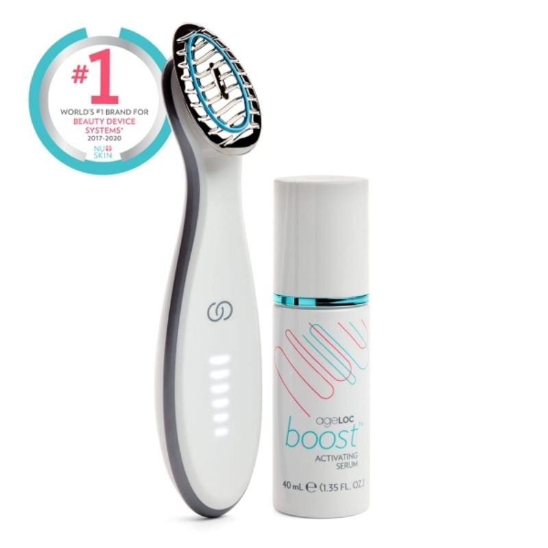 boost + serum ( sepasang ) - mesin setrika wajah age loc boost device & activating serum boost nu  s