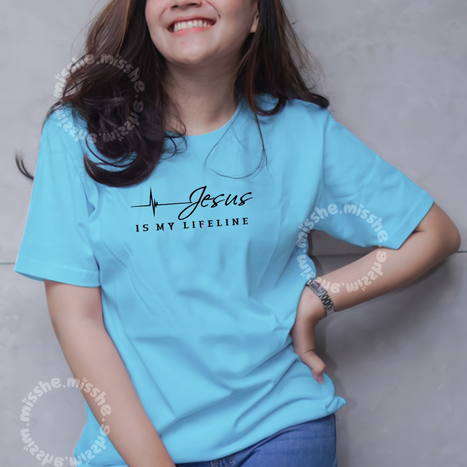 COD ID - Tshirt Motif Kaos DTF yesus is my lifeline / Kaos Katun Wanita / Baju Kaos Wanita Terbaru 2