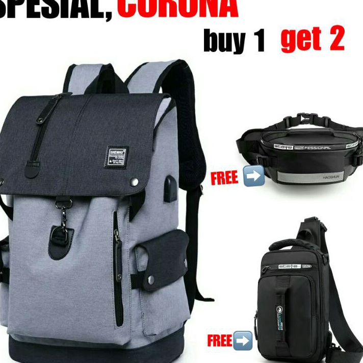 Terbaik BUY 1 GET 2  Tas Ransel Pria RDN 15 Distro Bandung Ransel Punggung Backpack Cowok Keren Sek 