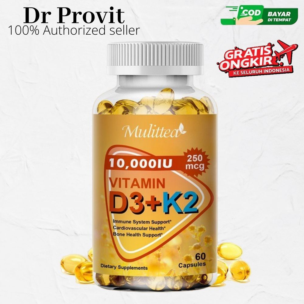 Mulittea 120pcs USA Vitamin D3 dengan vitamin K2 (mk7) Softgel untuk Meningkatkan Penyerapan