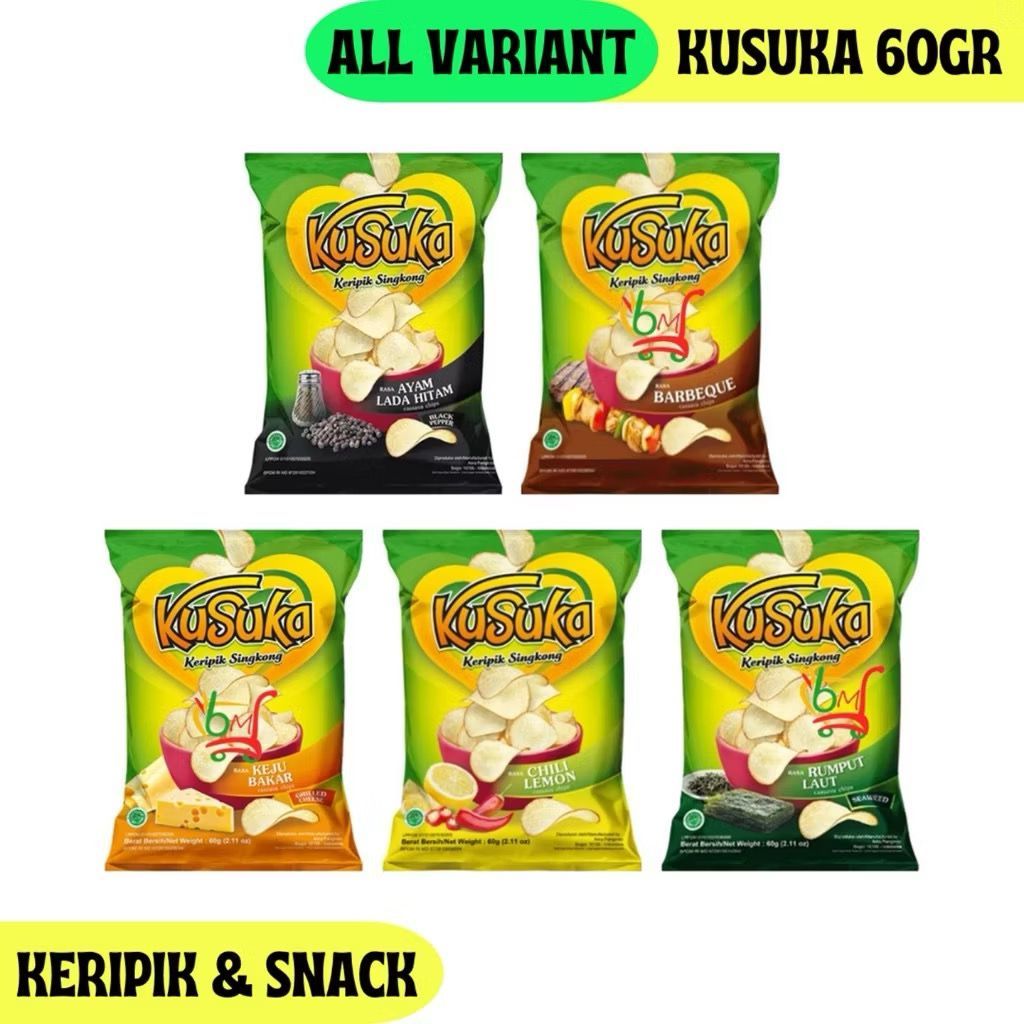 

KUSUKA 60gr All Varian / BBQ/ SEAWEED / KEJU BAKAR / LADA HITAM / BALADO / EMPING ORI