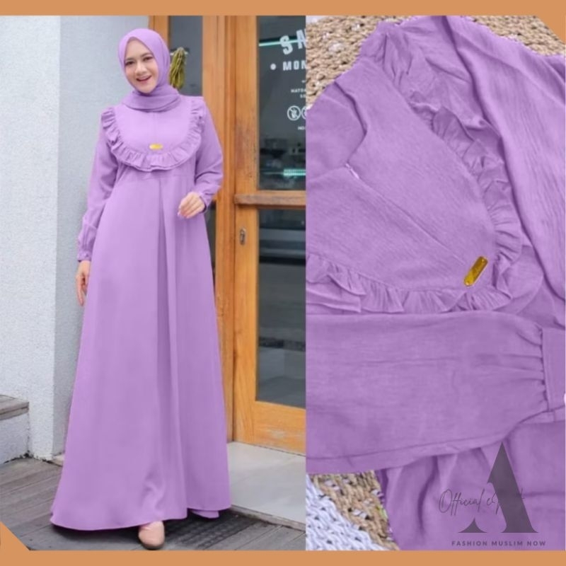 Gamis Rempel / Gamis Hitam Jumbo / Gamis Crinkle Rempel Dada / Gamis Muslim